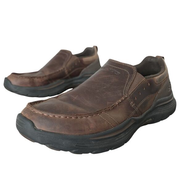 Men's Brown Leather Skechers Expended Seveno Loafer - US 10 - Picture 8 of 8